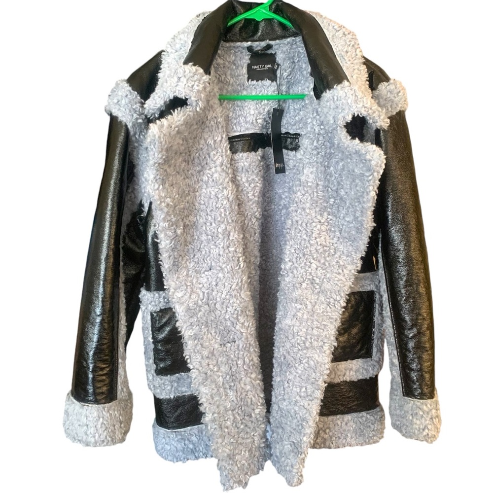 Vinyl Borg Double Breasted Jacket- Nasty Gal. NWT,
